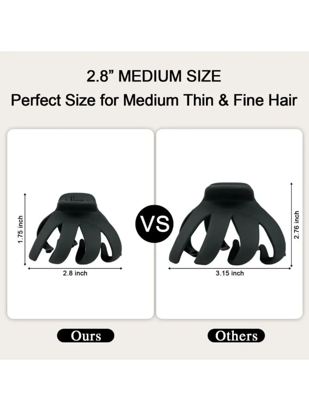 Medium Octopus Hair Clips for Women - Matte Claw Clips, Strong Hold for Fine
